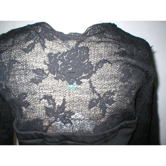 New Womens NWT NIU Black L Designer Dress Lace Wool Long Sleeves Large NIU' - Picture 3 of 11